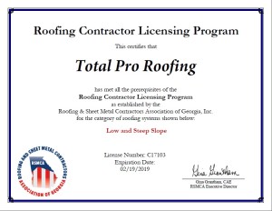 RSMCA Georgia Roofing License Voluntary Program - Total Pro Roofing